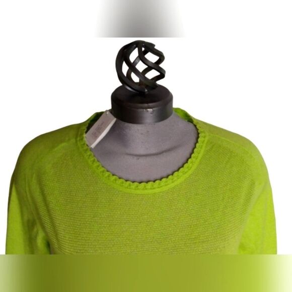 Cashmere Maria Sartini  Cotton Blend Sweater SZ 44 Neon Green - Picture 3 of 16